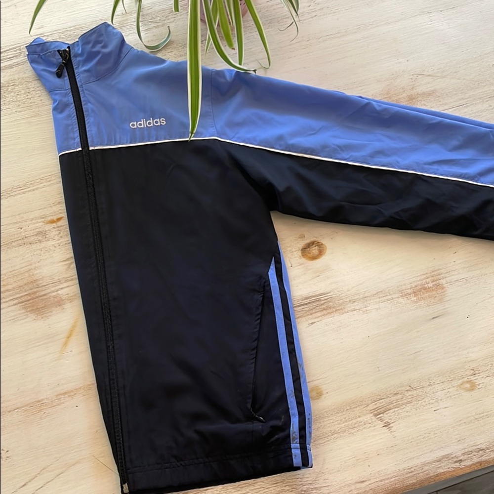 Vintage Adidas Two-Tone Blue and Black Zip Up Jacket
